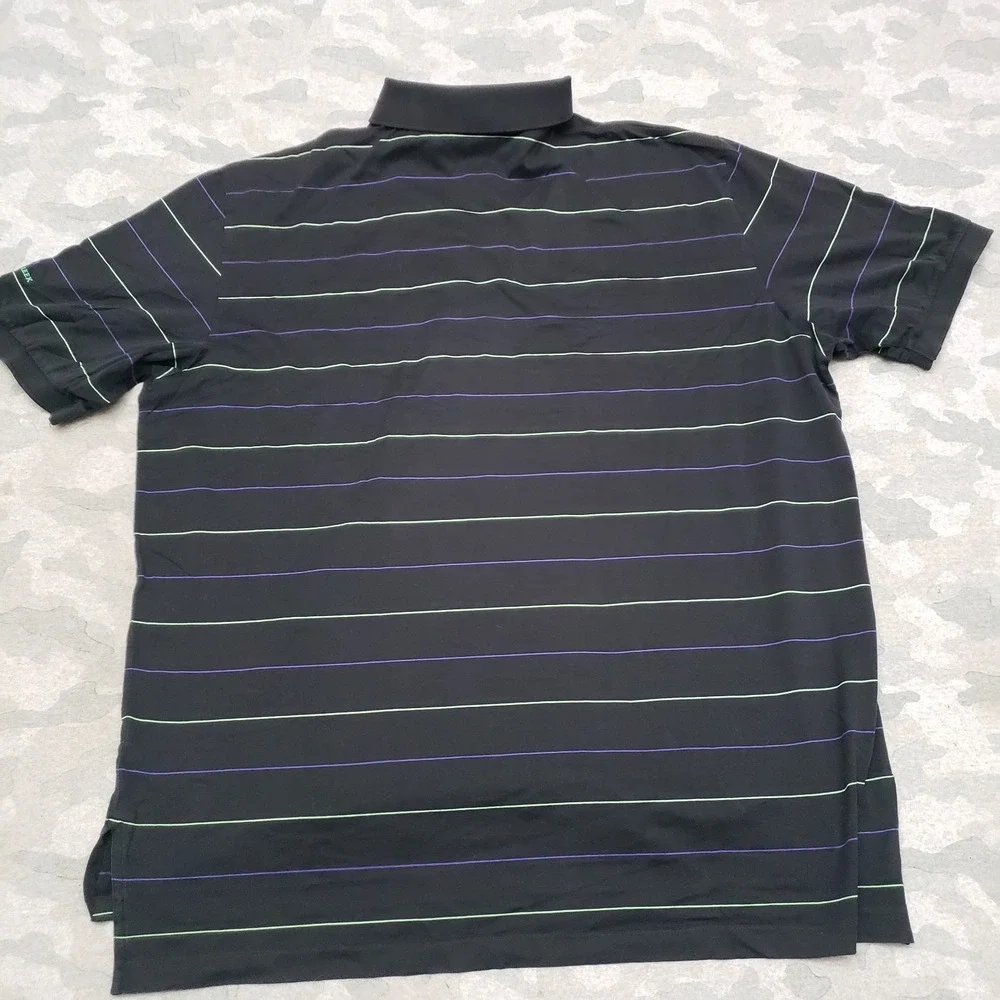 VTG Polo Golf Ralph Lauren Polo Shirt Mens XL Black Short Sleeve Striped Branded